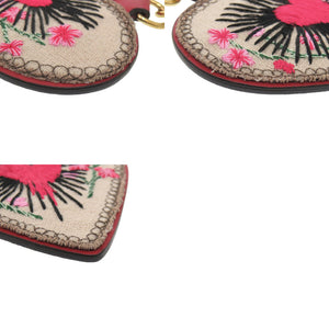 美品 グッチ 453179 GGスプリーム ハート バッグチャーム コットン ベージュ キーホルダー 0737【中古】GUCCI