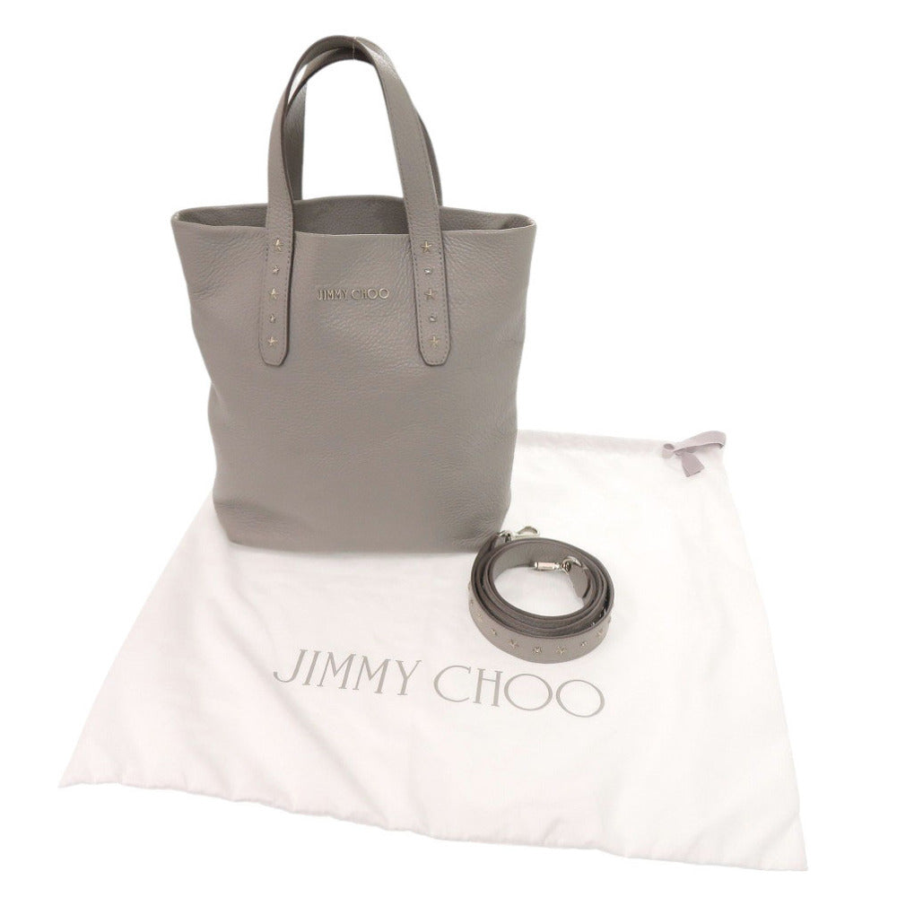 美品 ジミーチュウ スタースタッズ レザー グレー 2way トートバッグ 0739【中古】JIMMY CHOO