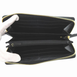 未使用 グッチ ラウンドファスナー GGマーモント 456117 レザー ブラック 長財布 黒 0760【中古】GUCCI