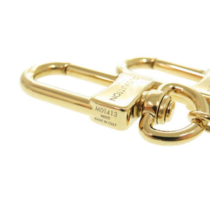 美品 ルイ ヴィトン チェーン フルール ドゥ モノグラム M01413 メタル ゴールド ベージュ ホワイト キーホルダー バッグチャーム LV 0762【中古】LOUIS VUITTON