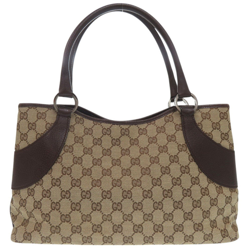 美品 グッチ GGキャンバス ハンドバッグ ショルダーバッグ 肩掛け 113015 レザー ベージュ 0793【中古】GUCCI
