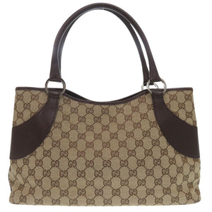 美品 グッチ GGキャンバス ハンドバッグ ショルダーバッグ 肩掛け 113015 レザー ベージュ 0793【中古】GUCCI