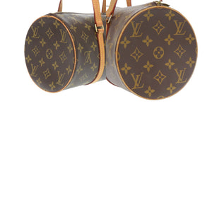 美品 ルイ ヴィトン パピヨン30 ポーチ付 モノグラム M51385 キャンバス ブラウン ハンドバッグ LV 0816【中古】LOUIS VUITTON