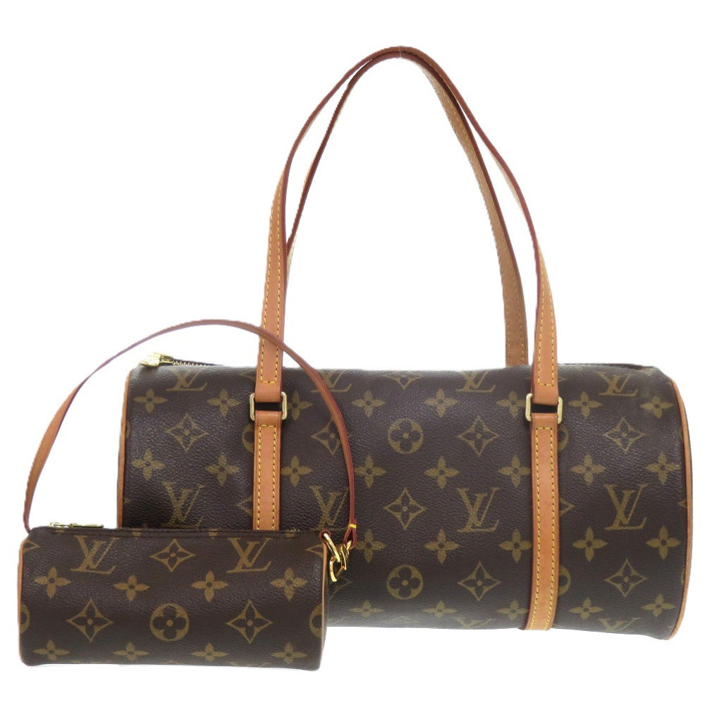 美品 ルイ ヴィトン パピヨン30 ポーチ付 モノグラム M51385 キャンバス ブラウン ハンドバッグ LV 0816【中古】LOUIS VUITTON
