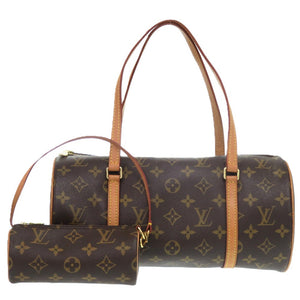 美品 ルイ ヴィトン パピヨン30 ポーチ付 モノグラム M51385 キャンバス ブラウン ハンドバッグ LV 0816【中古】LOUIS VUITTON
