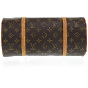 美品 ルイ ヴィトン パピヨン30 ポーチ付 モノグラム M51385 キャンバス ブラウン ハンドバッグ LV 0816【中古】LOUIS VUITTON