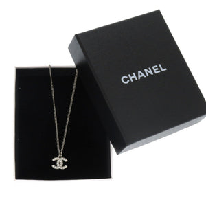 美品 シャネル ココマーク A28942 メタル ラインストーン シルバー 0834 ネックレス【中古】CHANEL
