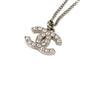 美品 シャネル ココマーク A28942 メタル ラインストーン シルバー 0834 ネックレス【中古】CHANEL