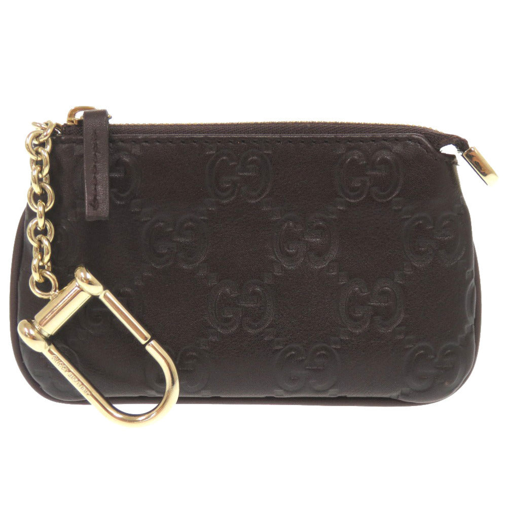 美品 グッチ グッチシマ 233183 レザー ブラウン コインケース 財布 茶0840【中古】GUCCI