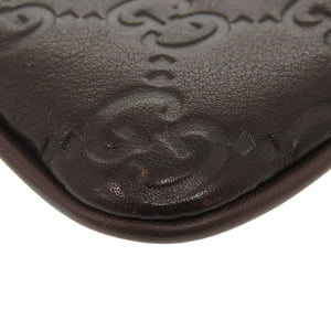 美品 グッチ グッチシマ 233183 レザー ブラウン コインケース 財布 茶0840【中古】GUCCI