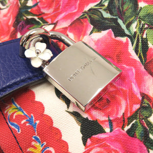 美品 ドルチェアンドガッバーナ BB6259 バラ柄 キャンバス レッド トートバッグ ハンドバッグ 赤 0844【中古】DOLCE&GABBANA