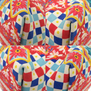 美品 ドルチェアンドガッバーナ BB6259 バラ柄 キャンバス レッド トートバッグ ハンドバッグ 赤 0844【中古】DOLCE&GABBANA