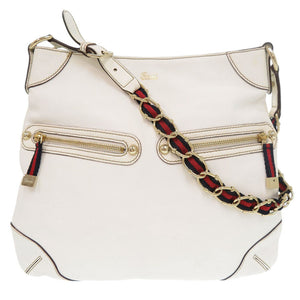 グッチ シェリーライン 154392 レザー ホワイト ワンショルダーバッグ ショルダーバッグ 白 0852【中古】GUCCI