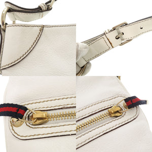 グッチ シェリーライン 154392 レザー ホワイト ワンショルダーバッグ ショルダーバッグ 白 0852【中古】GUCCI