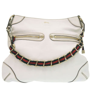 グッチ シェリーライン チェーンショルダーバッグ 154392 レザー ホワイト 0852【中古】GUCCI