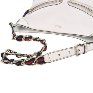 グッチ シェリーライン チェーンショルダーバッグ 154392 レザー ホワイト 0852【中古】GUCCI