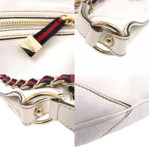 グッチ シェリーライン チェーンショルダーバッグ 154392 レザー ホワイト 0852【中古】GUCCI