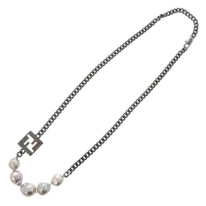 美品 フェンディ FFロゴ パール/GP ブラック ネックレス 黒 0855【中古】FENDI