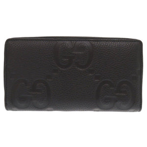 新品同様 グッチ ジャンボGG ジップアラウンドウォレット 739484 レザー ブラック ラウンドファスナー 長財布 0877【中古】GUCCI メンズ