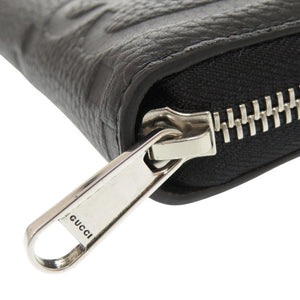 新品同様 グッチ ジャンボGG ジップアラウンドウォレット 739484 レザー ブラック ラウンドファスナー 長財布 0877【中古】GUCCI メンズ