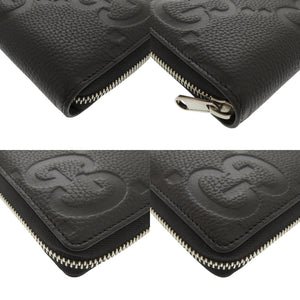 新品同様 グッチ ジャンボGG ジップアラウンドウォレット 739484 レザー ブラック ラウンドファスナー 長財布 0877【中古】GUCCI メンズ