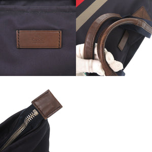 美品 グッチ ディアマンテ 268112 ナイロン レザー ネイビー トートバッグ 0882【中古】GUCCI