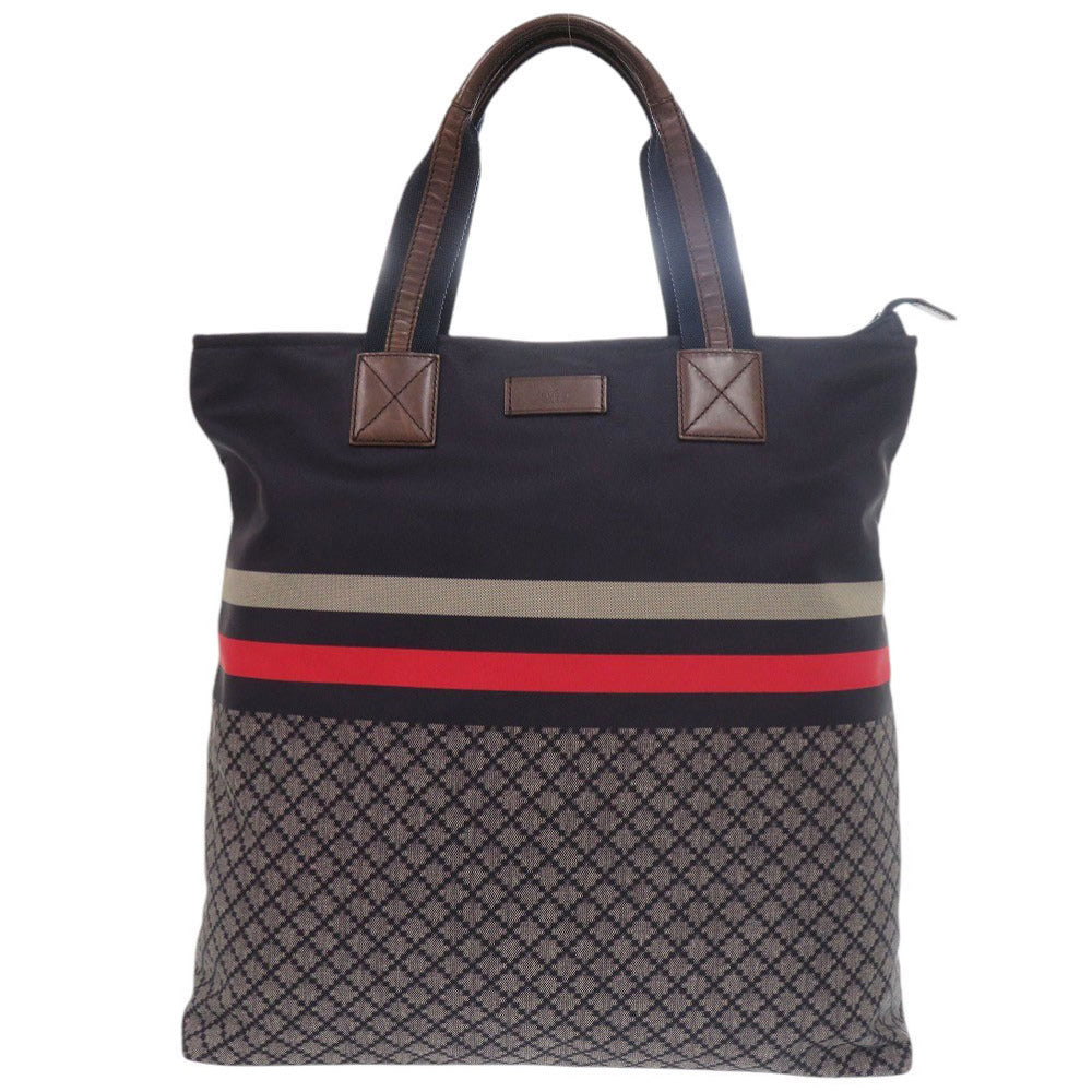 美品 グッチ ディアマンテ 268112 ナイロン レザー ネイビー トートバッグ 0882【中古】GUCCI