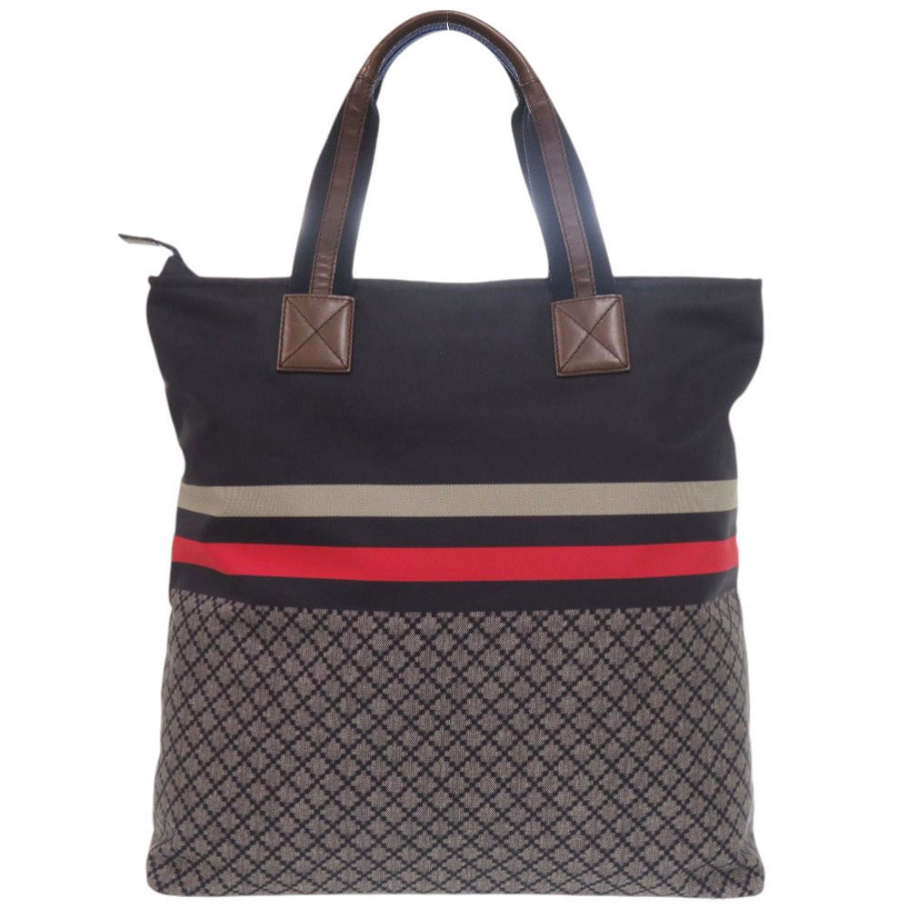 美品 グッチ ディアマンテ 268112 ナイロン レザー ネイビー トートバッグ 0882【中古】GUCCI
