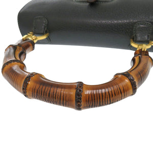 美品 グッチ バンブー 000 29 0633 レザー グリーン 2wayハンドバッグ 緑 0884【中古】GUCCI