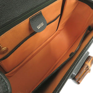 美品 グッチ バンブー 000 29 0633 レザー グリーン 2wayハンドバッグ 緑 0884【中古】GUCCI