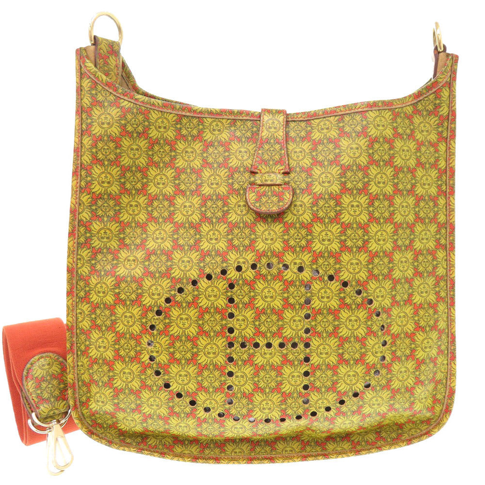 美品 エルメス エブリンGM 太陽 solar レザー イエロー ゴールド金具 ○X刻印 ショルダーバッグ 黄 0912 【中古】 HERMES