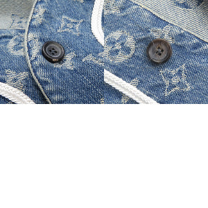 美品 ルイ ヴィトン × シュプリーム LV Jacquard Denim Baseball Jersey デニム ベースボールシャツ サイズM ブルー 半袖シャツ LV 0912【中古】LOUIS VUITTON メンズ