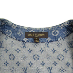 美品 ルイ ヴィトン × シュプリーム LV Jacquard Denim Baseball Jersey デニム ベースボールシャツ サイズM ブルー 半袖シャツ LV 0912【中古】LOUIS VUITTON メンズ
