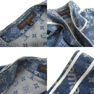 美品 ルイ ヴィトン × シュプリーム LV Jacquard Denim Baseball Jersey デニム ベースボールシャツ サイズM ブルー 半袖シャツ LV 0912【中古】LOUIS VUITTON メンズ
