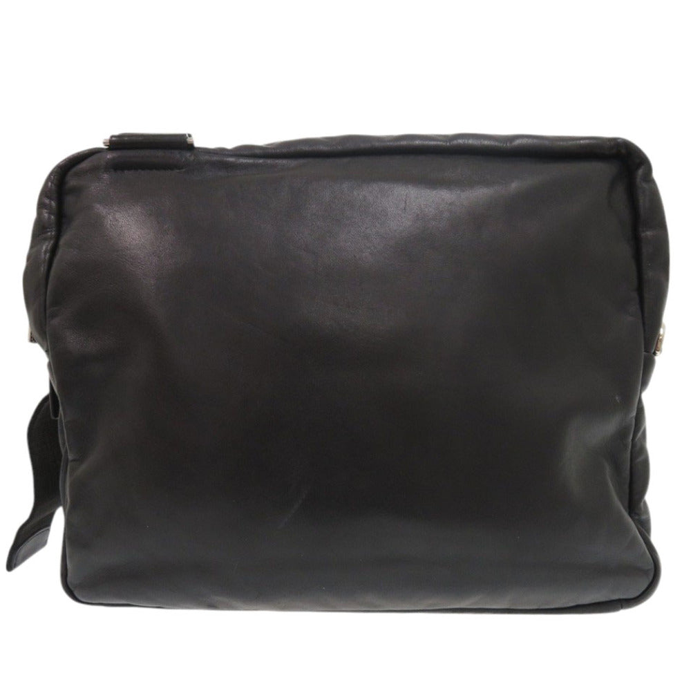 プラダ トライアングル ロゴ レザー ブラック ショルダーバッグ 黒 0920【中古】PRADA