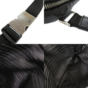 プラダ トライアングル ロゴ レザー ブラック ショルダーバッグ 黒 0920【中古】PRADA