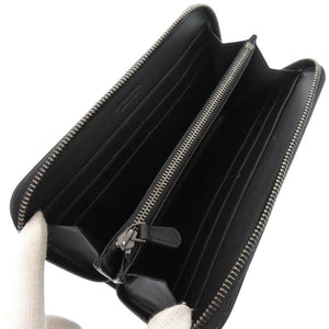 新品同様 ボッテガヴェネタ イントレチャート ラウンドファスナー レザー ブラック 長財布 黒 0924【中古】BOTTEGAVENETA