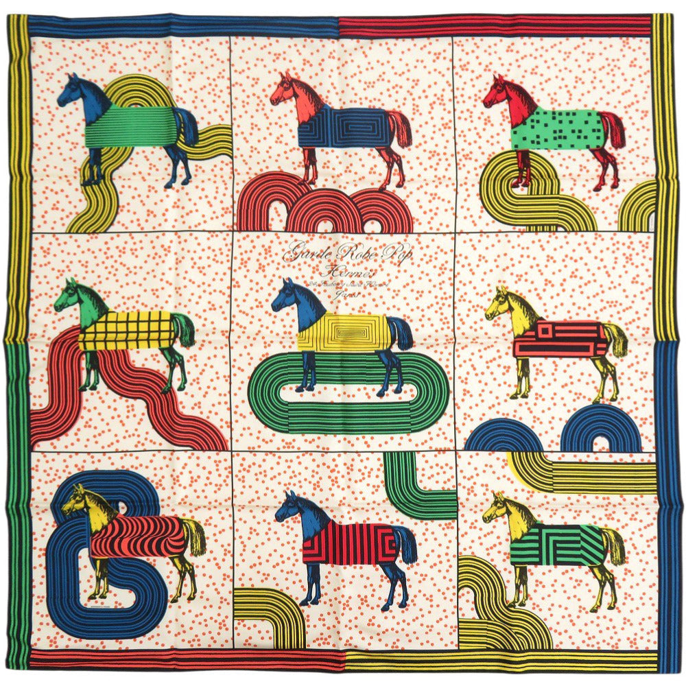 未使用品 エルメス カレ90 Garde robe pop シルク マルチカラー スカーフ 0927【中古】HERMES