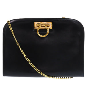 美品 サルヴァトーレフェラガモ チェーン ガンチーニ P210587 レザー カーフ ブラック 0935 黒 ショルダーバッグ【中古】Salvatore Ferragamo