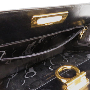 美品 サルヴァトーレフェラガモ チェーン ガンチーニ P210587 レザー カーフ ブラック 0935 黒 ショルダーバッグ【中古】Salvatore Ferragamo