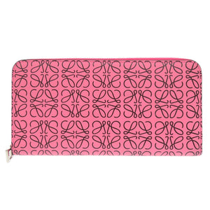 新品同様 ロエベ アナグラム 261850 レザー ピンク ラウンドファスナー 長財布 0943【中古】LOEWE