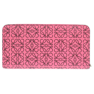 新品同様 ロエベ アナグラム 261850 レザー ピンク ラウンドファスナー 長財布 0943【中古】LOEWE