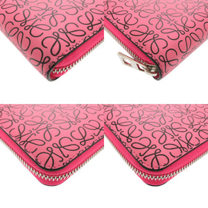 新品同様 ロエベ アナグラム 261850 レザー ピンク ラウンドファスナー 長財布 0943【中古】LOEWE