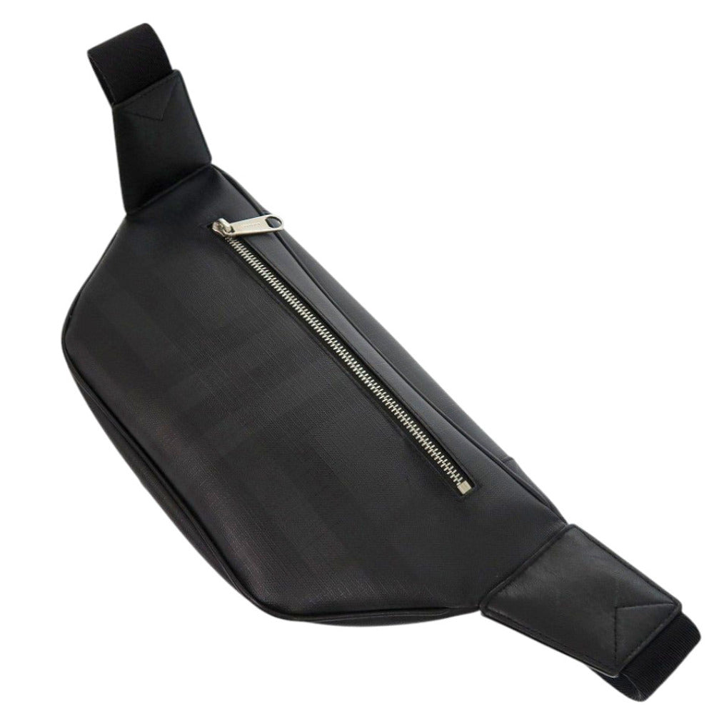 美品 バーバリー ロンドンチェック ボディバッグ 8014237 レザー ダークチャコール ブラック ボディバッグ 黒 0945【中古】BURBERRY