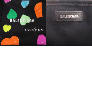 新品同様 バレンシアガ ネイビーカバス トートバッグ 339933 ハート キャンバス ブラック 0948【中古】BALENCIAGA