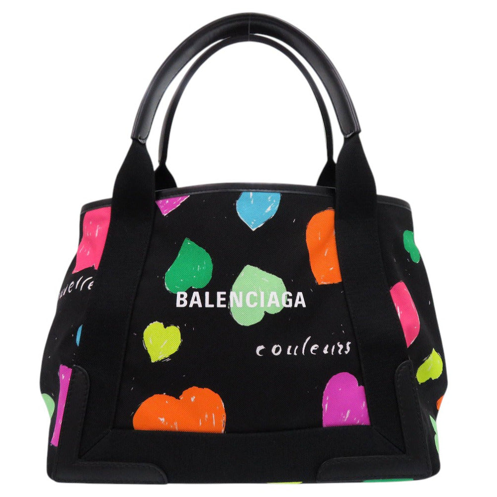 新品同様 バレンシアガ ネイビーカバス トートバッグ 339933 ハート キャンバス ブラック 0948【中古】BALENCIAGA