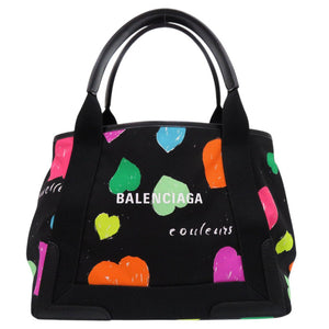 新品同様 バレンシアガ ネイビーカバス トートバッグ 339933 ハート キャンバス ブラック 0948【中古】BALENCIAGA