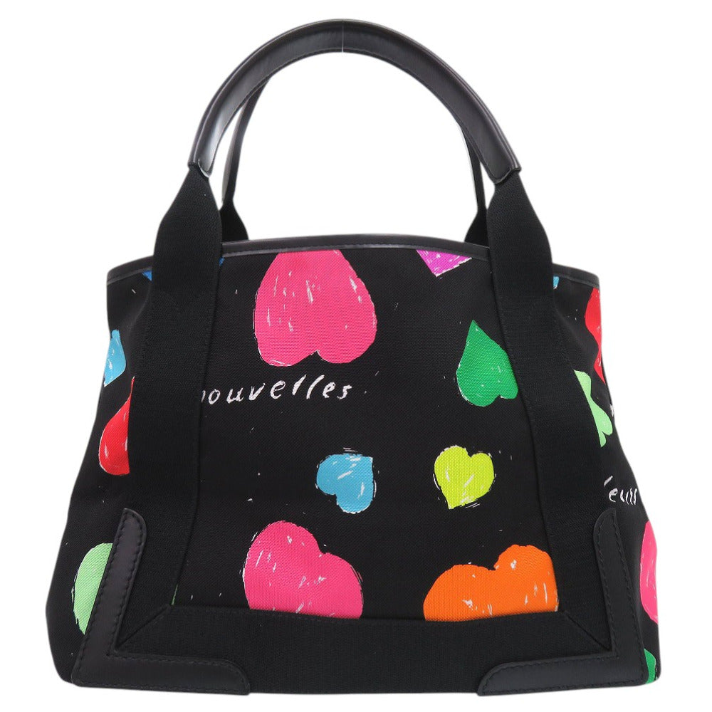 新品同様 バレンシアガ ネイビーカバス トートバッグ 339933 ハート キャンバス ブラック 0948【中古】BALENCIAGA
