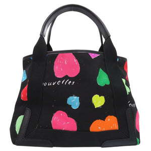 新品同様 バレンシアガ ネイビーカバス トートバッグ 339933 ハート キャンバス ブラック 0948【中古】BALENCIAGA