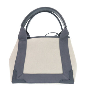 新品同様 バレンシアガ ネイビーカバス XS 390346 キャンバス レザー グレー ライトベージュ 2way ハンドバッグ 0949【中古】BALENCIAGA